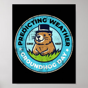 Poster Divertido Feliz Dia do Groundhog 2 de Fevereiro Fe