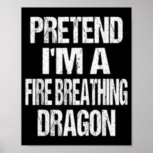 Poster Divertido Finge Um Dragão Respirando Fogo Hallowee
