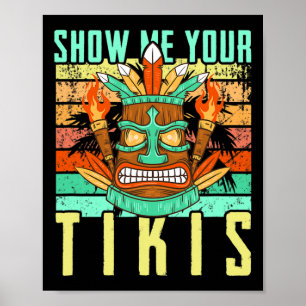 Poster Divertido Havaiano Mostre Meus Tikis Havaí Verão V
