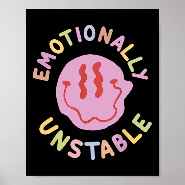 Poster Divertido Instável Emocionalmente Retro Consciente (Frente)