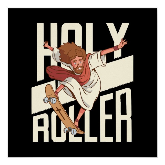 Póster Divertido Jesus de Patins Holy Roller (Frente)