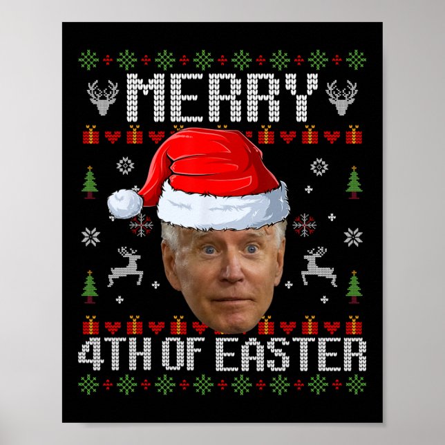 Poster Divertido Joe Biden Feliz 4º De Natal Feio Da Pásc (Frente)