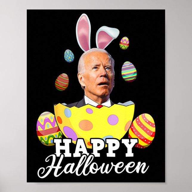 Poster Divertido Joe Biden Feliz Halloween Confuso Páscoa (Frente)