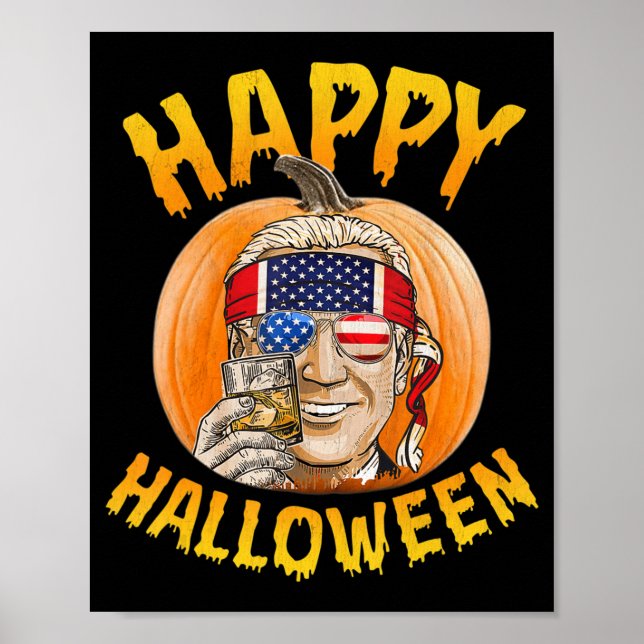 Poster Divertido Joe Biden Pumpkin Feliz Dia das Bruxas C (Frente)