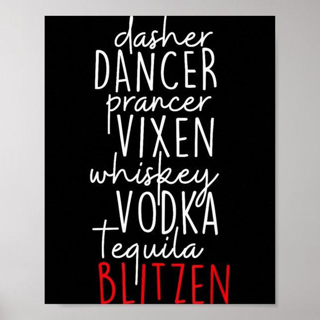 Poster Divertido Natal Dasher Dancer Prancer Vixen Whiske (Frente)
