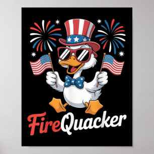 Poster Divertido Pato de Foguete de 4 de Julho Quatro de