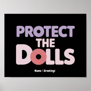Poster Divertido Proteja as Bonecas: Solidariedade às Mul