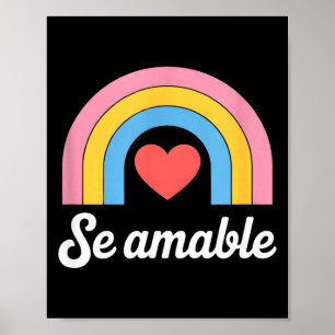 Poster Divertido se amável coração de arco-íris dizendo m