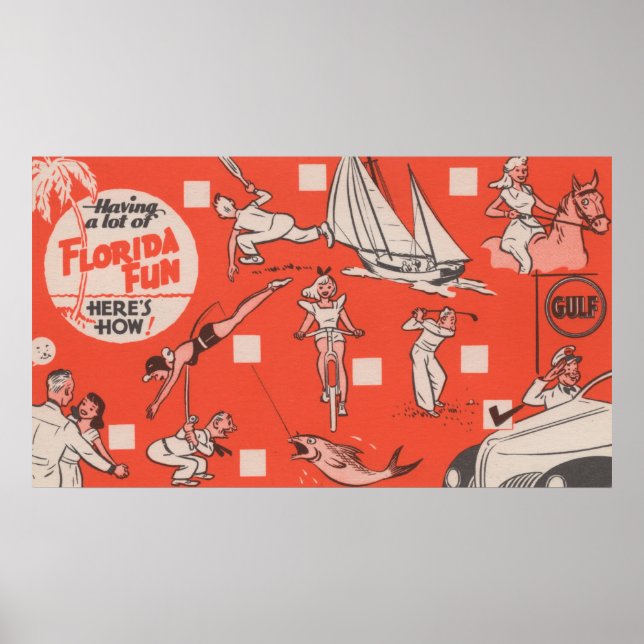 Poster Divertido-se no Anúncio de Petróleo do Golfo da Fl (Frente)