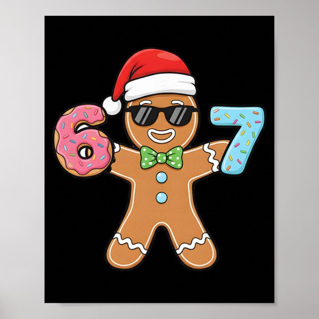 Poster Divertido Seis Sete 67 Meme 6 7 Biscoito de Natal  (Frente)