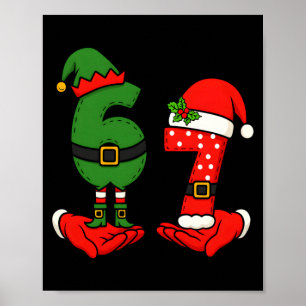Poster Divertido Seis Sete 67 Meme 6 7 Natal Elfo Mão Men