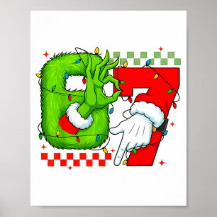 Poster Divertido Seis Sete 67 Meme 6 7 Natal Elfo Mão Men