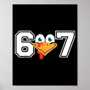 Poster Divertido Seis Sete 67 Rosto de Peru Dia de Ação d