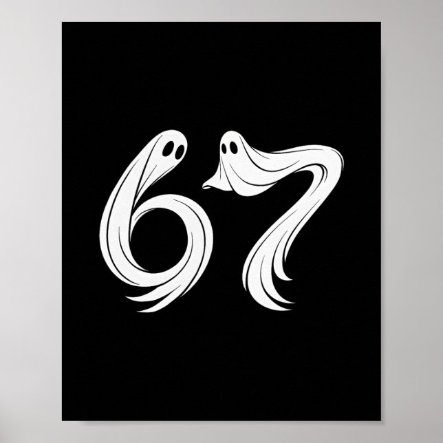 Poster Divertido Seis Sete 6 7 Meme 67 Design Fantasma Ha (Frente)
