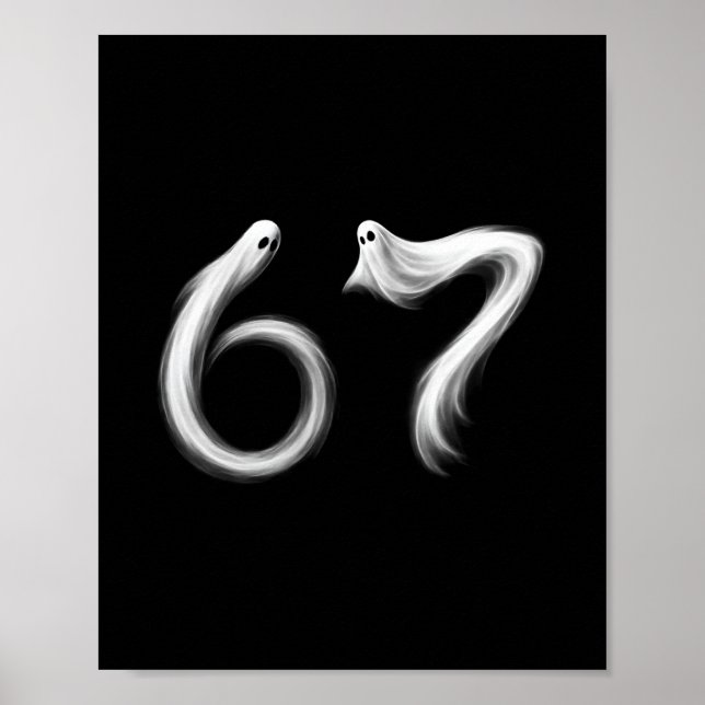 Poster Divertido Seis Sete 6 7 Meme 67 Design Fantasma Ha (Frente)