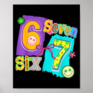 Poster Divertido Seis Sete 6 7 Meme 67 Design Para Mulher