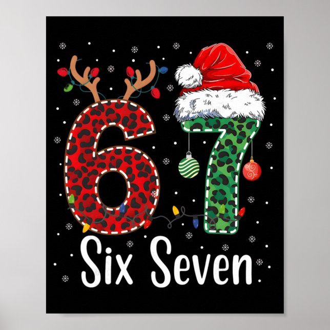 Poster Divertido Seis Sete 6 7 Meme 67 Natal Leopardo Xma (Frente)