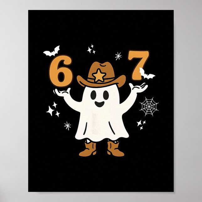 Poster Divertido Seis Sete 6 7 Meme Cowboy Fantasma Hallo (Frente)
