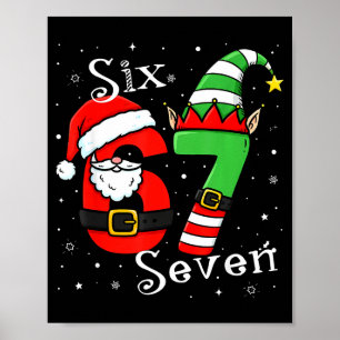Poster Divertido Seis Sete 6 7 Meme Natal Papai Noel Elfo