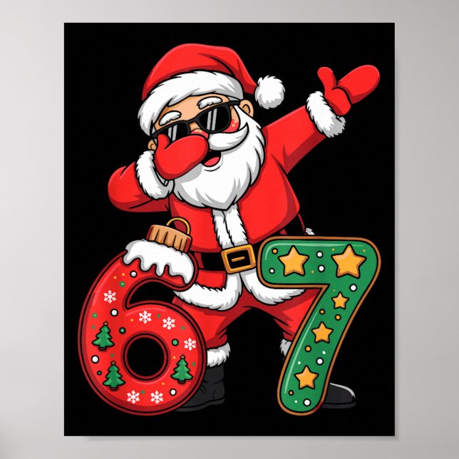 Poster Divertido Seis Sete 6 7 Meme Papai Noel Dab Natal  (Frente)
