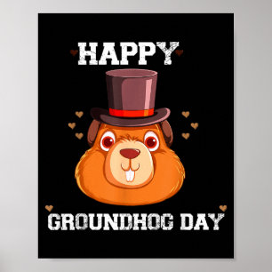 Poster Divertido Vintage Feliz Dia do Groundhog 2024 Cele