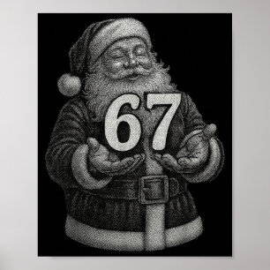Poster Divertido Vintage Seis Sete 6 7 Meme Papai Noel Na