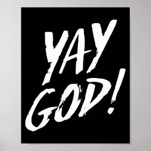 Poster Divertido Yay Deus Gráfico Jesus Religião Cristã G