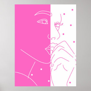 Poster Dividir a face rosa e a Bolinhas branca