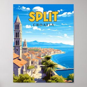 Poster Dividir a ilustração da viagens vintage da Croácia