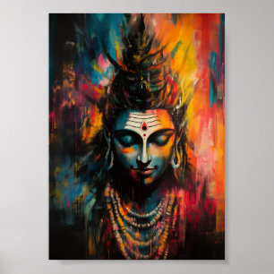 Poster Divino Lorde Shiva Abstrato Rainbow Coleção