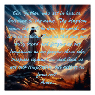 Póster Divino Sunset: Inspiração de Oração do Senhor