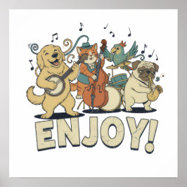 Poster “Divirta-se – Animais Fofos Tocando Instrumentos M
