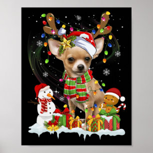 Poster Divirta-se Chihuahua natal Cachorro Noel Luzes