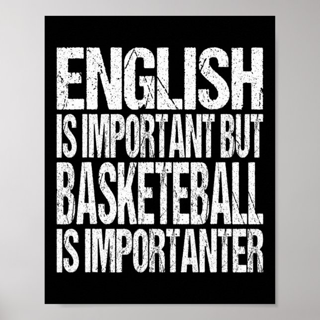 Poster Divirta-Se Cota De Basquete Inglês É Importante Jo (Frente)