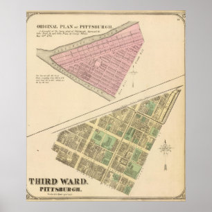 Póster Divisão 3 de Pittsburgh, mapa de Pennsyvania 1784
