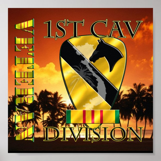 Póster Divisão de Cavalaria da rua Vietnam Veterano (Frente)