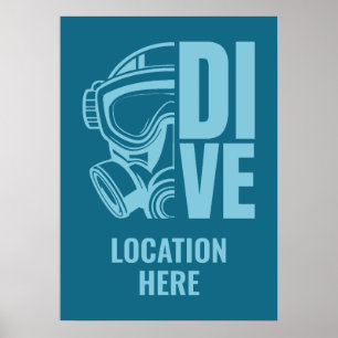 Poster Divisor de Scuba de Localização Personalizada