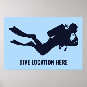 Poster Divisor de Scuba de Nome e Cores Personalizado