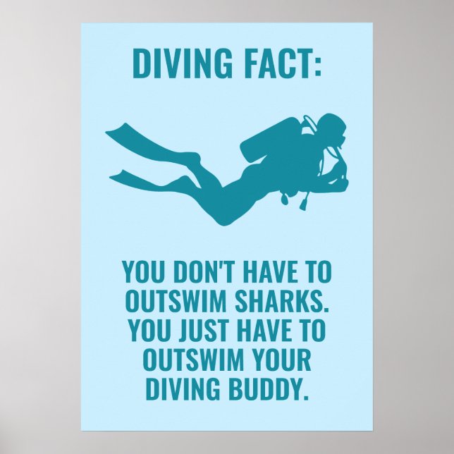 Poster Divisor de Scuba de Texto Personalizado (Frente)
