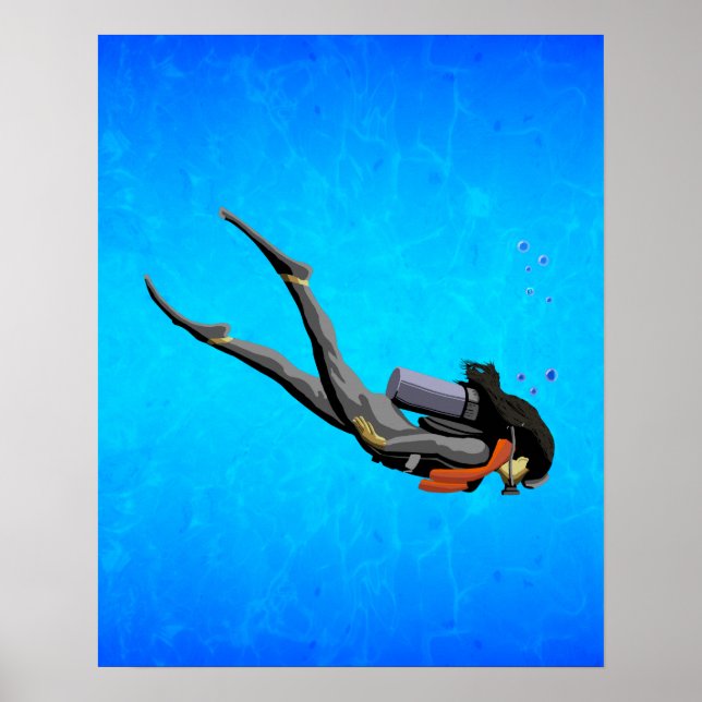 Póster Divisor SCUBA de Mulher (Frente)