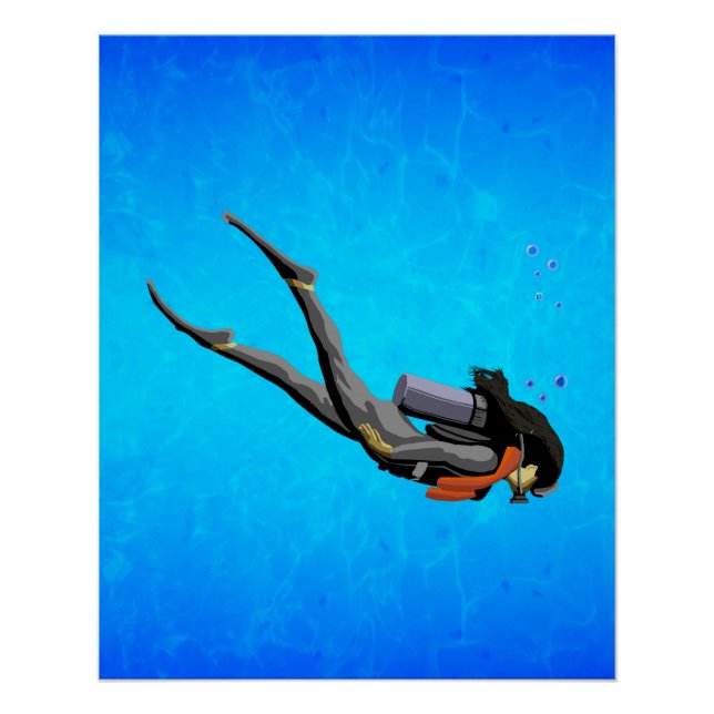 Póster Divisor SCUBA de Mulher (Frente)
