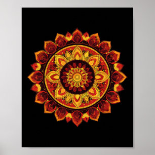 Poster Diwali Rangoli Mandala Lótus Meditação Ioga 