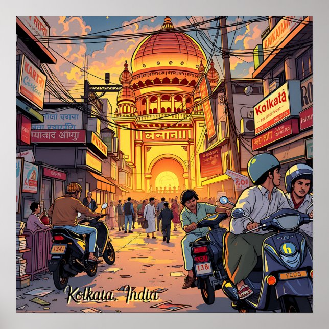 Poster Dizendo Alô da Índia | Kolkata (Frente)