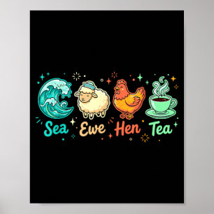 Poster Dizendo Chá Ovelha Citação Frango Mar Sorriso