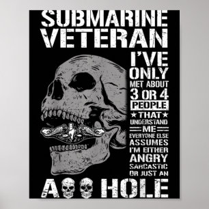 Poster Dizendo engraçado submarino veterano Skull US Subm