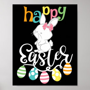Poster Dizendo Feliz Páscoa Ovo Groovy Bunny Coelho Crian