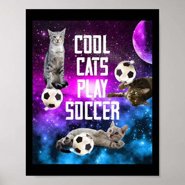 Poster Dizendo Gatos de Design de Futebol Engraçado (Frente)