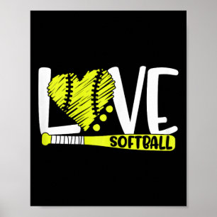 Poster Dizendo Gráfico de Softbol para Meninas Adolescent