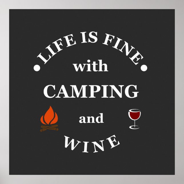 Poster Dizires engraçados de acampamento e vinho (Frente)