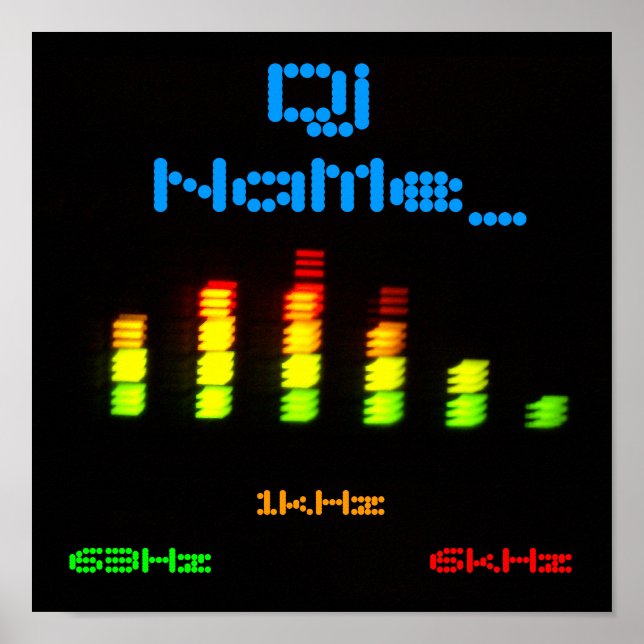 Póster Dj Adicione seu nome Bar do Equalizador Personaliz (Frente)